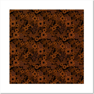 Orange and Black Spiral Pattern Posters and Art